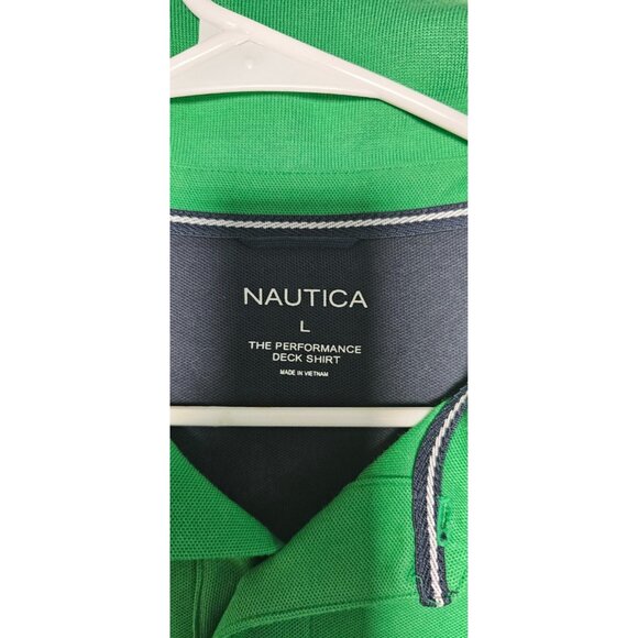 Nautica Polo Shirt Men’s Large Green Deck Short Sleeve Casual New Without Tag - Picture 2 of 3